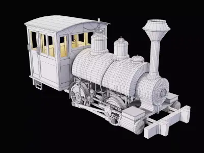 Vintage Steam Locomotive High Quality 3D Model Low-poly 3D model