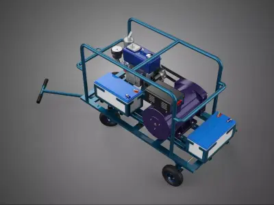 WHEELED UTILITY CART ENGINE TWIN BATTERY POWER BANKS GENERATOR 3D model