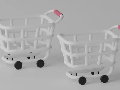 Cartoon Simple Shopping Cart Low-poly 3D model