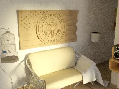 USA United States Flag and Army Eagle 1 3D STL Model 3D model