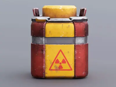Sci-Fi Toxic Container Low Poly Game-Ready Asset Low-poly 3D model