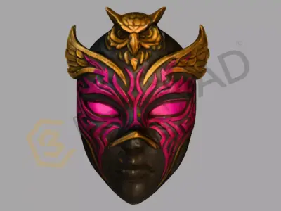 Infernal Owl Guardian Mask 3D Model High Detail 3D model