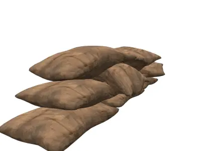 Sandbags Barricade Low-poly 3D model