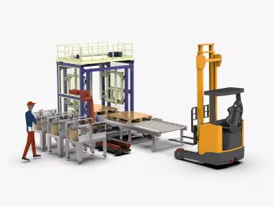 Automatic Cartons Packaging and Palletizing Machine 3D model purchase