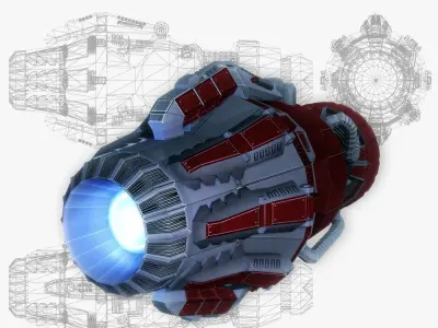 Starship huge engine 04 Sci-fi low poly Low-poly 3D model