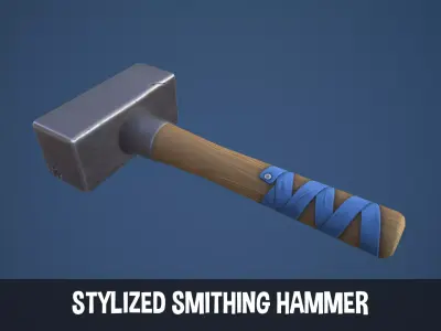 Stylized Smithing Hammer Low-poly 3D model