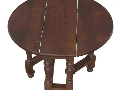 Small Antique Oak Gateleg Occasional Table 3D model