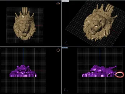 lion pendant 3D print model purchase
