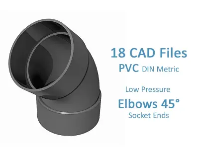 PVC Low Pressure Elbows 45 Degrees - Socket Ends Free 3D model