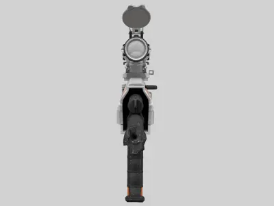 Cyberpunk Futuristic White Riffle Machine Gun Low-poly 3D model