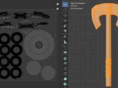 Melee Pack 4 Piece Battle Rusty Axe Set Low poly game ready Low-poly 3D model