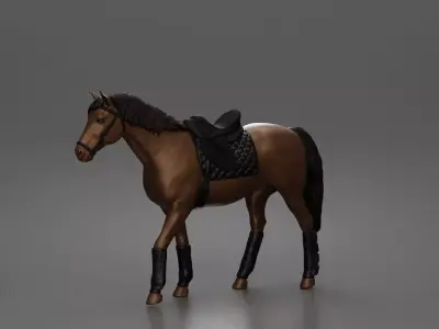 Cowgirl riding calmly on horse enjoying a peaceful countryside 3D print model