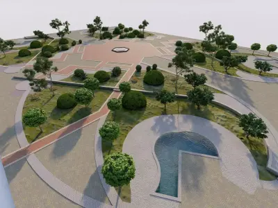 public park-Private Park Landscape 3D model 3