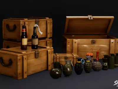 Explosive Pack Low-poly 3D model purchase