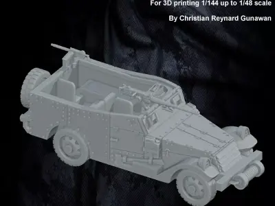 WWII USA M3 Scout car 3D print model