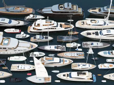 50 Yachts and Boats collection 3D model