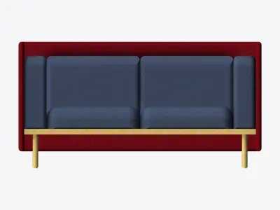 Furniture - Sofa - Contemporary - Flame - Small Low-poly 3D model