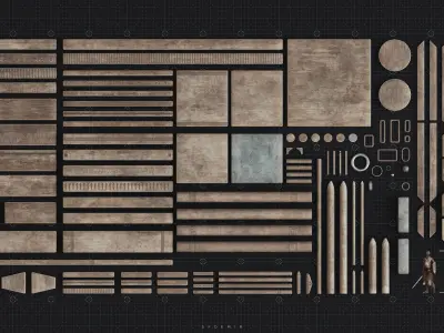 Medieval Wooden Kitbash Collection Low-poly 3D model purchase