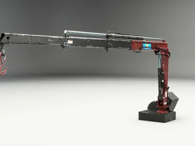 Old Small Truck-Mounted Crane 3D model