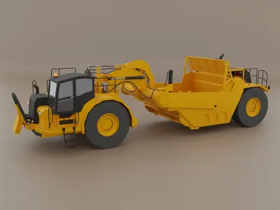 Tractor Scraper - Heavy Vehicle Low-poly 3D model