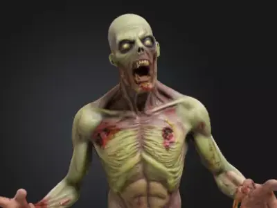 Zombie 3D Model Realistic Horror Sculpture Free 3D print model purchase