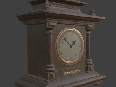 Antique table clock Low-poly 3D model