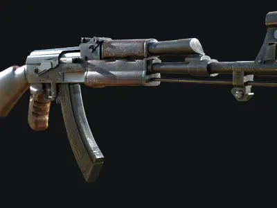 AK-47 ak - rifle Low-poly 3D model buy