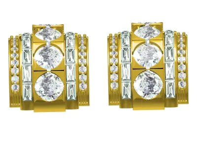 Antique Art Deco Diamond Earring 3D print model