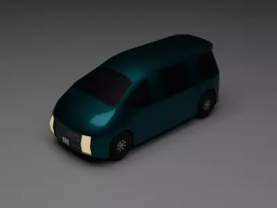Van Low Poly Game Rady Low-poly 3D model
