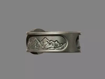 Great Wave of Kanagawa mountain Ring Japanese Hokusai Wave 3D print model