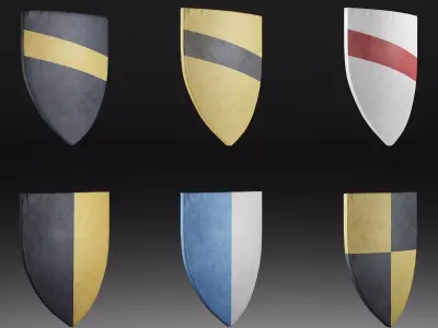 Heater Medieval Shield Low-poly 3D model