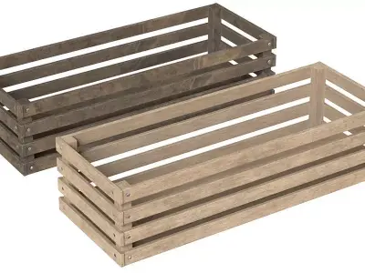 Long Wooden Crates Low-poly 3D model