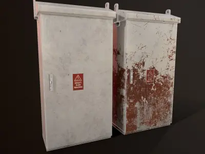 Electric box clean and rusty Low-poly 3D model