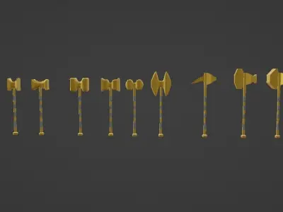 Dwarven package weapons Low-poly 3D model