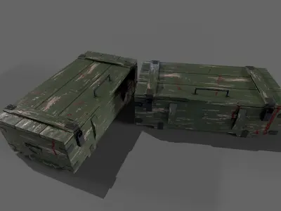 Military Wooden Storage Crates Box Chest Ammo Box Game Model Low-poly 3D model