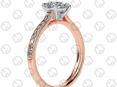 Ring 77 Pear Shape and princess on shanks with Gems 3D print model