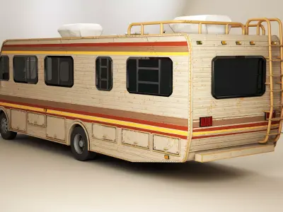 Classic Motorhome 1986 Aged Low-poly 3D model