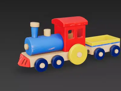 Stylized Wooden Toy Train 3D Model 3D Model Low-poly 3D model
