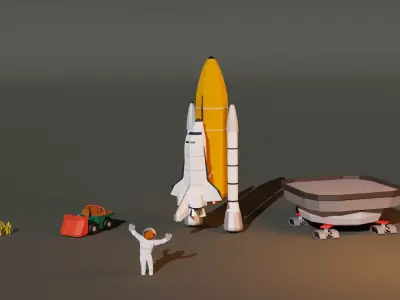 Rocket Launcher Base in Low Poly Low-poly 3D model