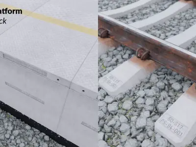 Railway platform - Modular pack 3D model