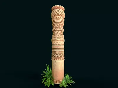 Stylized Wood modular pole Low-poly 3D model
