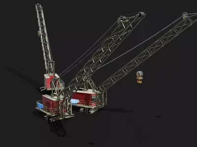 Mobile port Crane heavy duty lift hoist 3D model 3D model