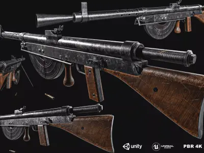 Chauchat Machine Rifle   Low-poly 3D model