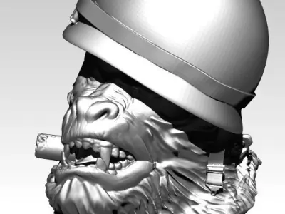 Detailed Angry Warrior Monkey soldier Cigar 3D print model