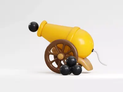 Cartoon Cannon Gun Low-poly 3D model