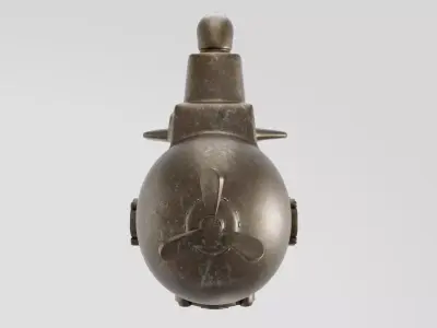 Steampunk submarine High poly 3D model Low-poly 3D model