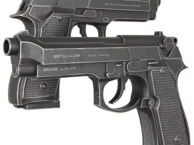 Berreta pistol 3d model Low-poly 3D model