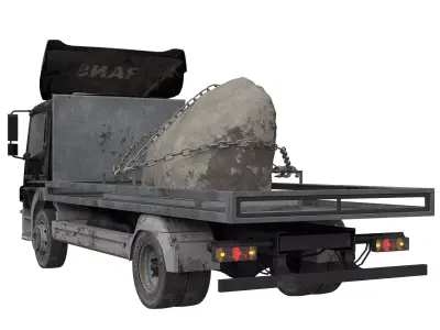 Truck with Rock Transport - Heavy Duty Industrial 3D Asset 3D model