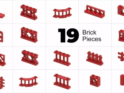 TwindBricks3D - 19 Building Fence collection 3D print model