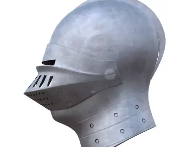 Low Poly Medieval Knight Helmet PBR 4K Armor 3D Model Low-poly 3D model